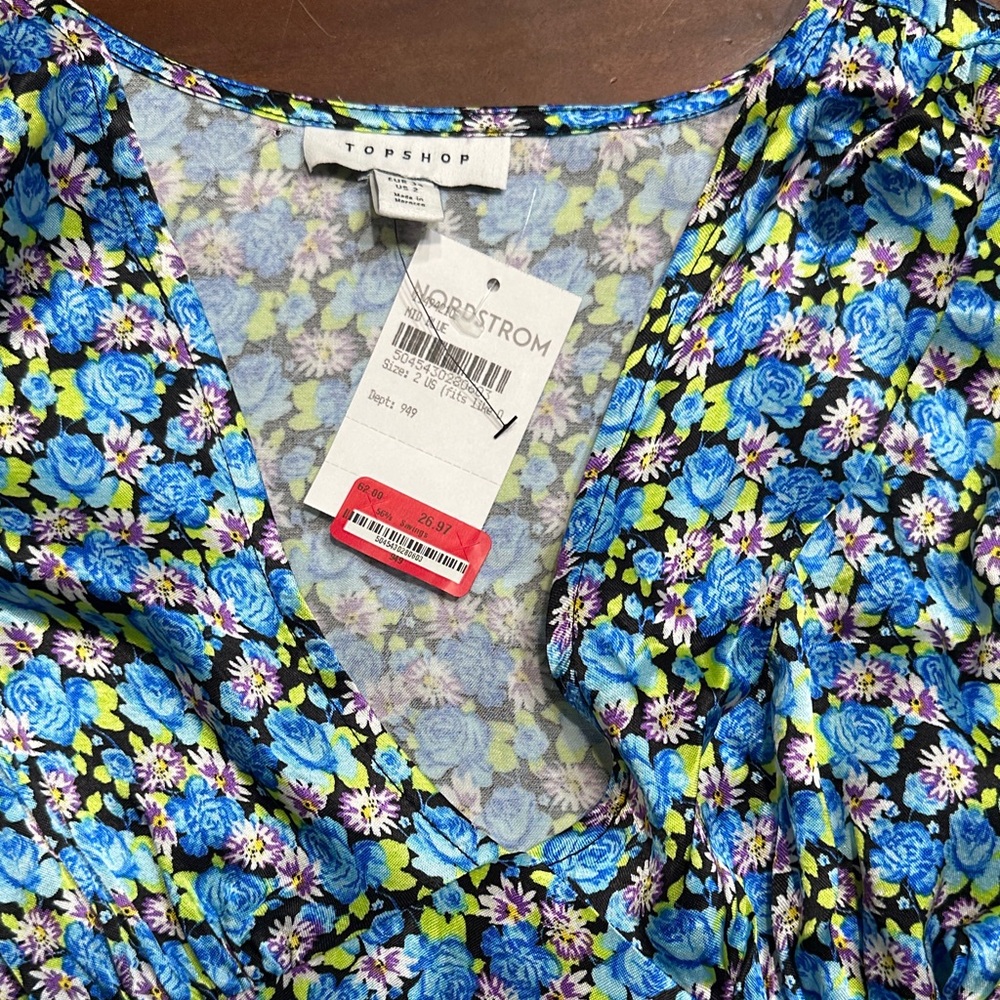Topshop Multicolor Floral Puff Sleeve Blouse - Picture 4 of 4